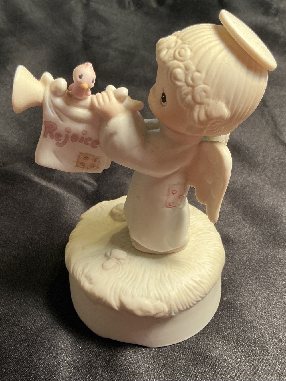 Vintage 1981 Precious Moments Ceramic Angel Figurine with Pink Accents